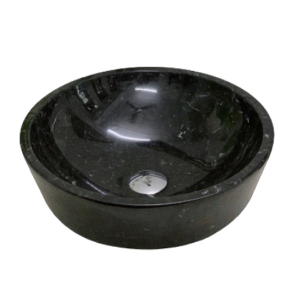 chậu lavabo đá tự nhiên tròn vành dày đá đen ý