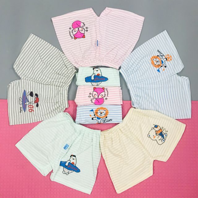 10 quần cộc kẻ cotton loại mỏng cho bé