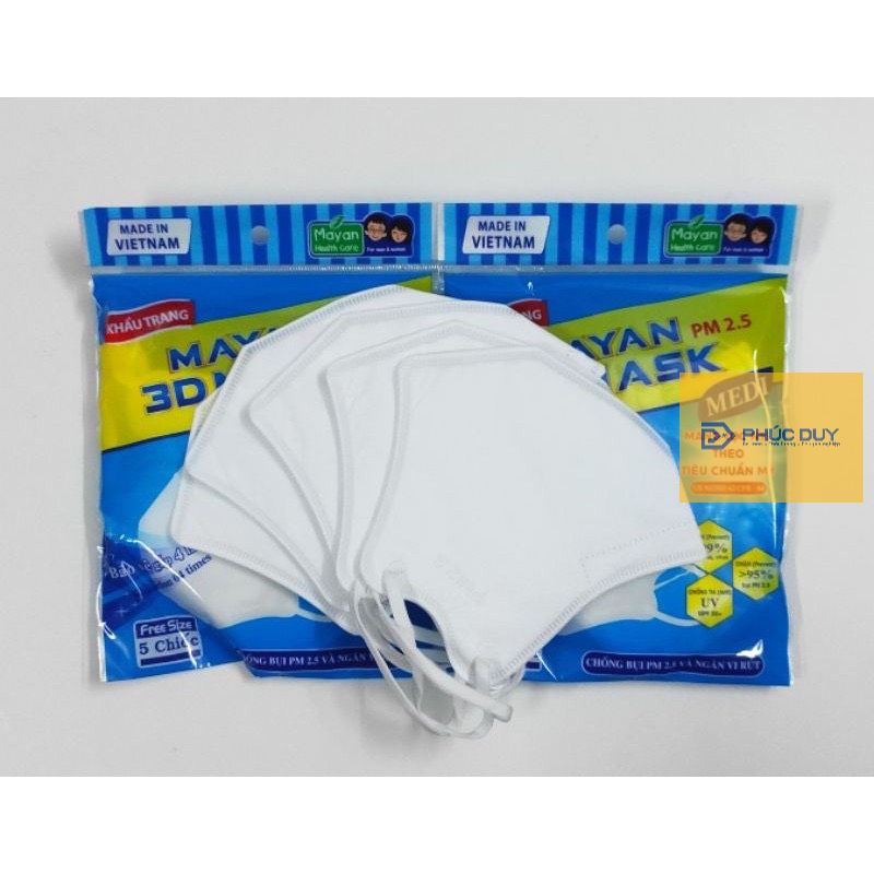 5 cái Khẩu Trang MAYAN 3D Mask với màng lọc Micro filter , bụi mịn PM 2.5  , ngăn vi khuẩn