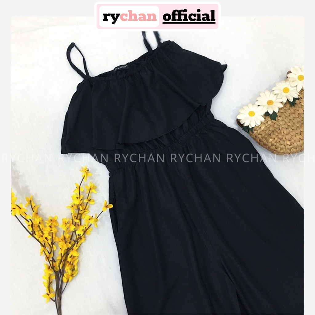 Jumpsuit Hai Dây Tà Bèo Trước Ngực Liền Thân Cực Dễ Thương Năng Động, Jump Màu Vàng Xanh Đen [ẢNH THẬT CUỐI] - DX9715