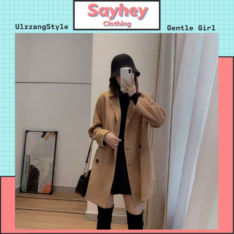 Áo Blazer nữ trơn tay dài form rộng phong cách Hàn Quốc