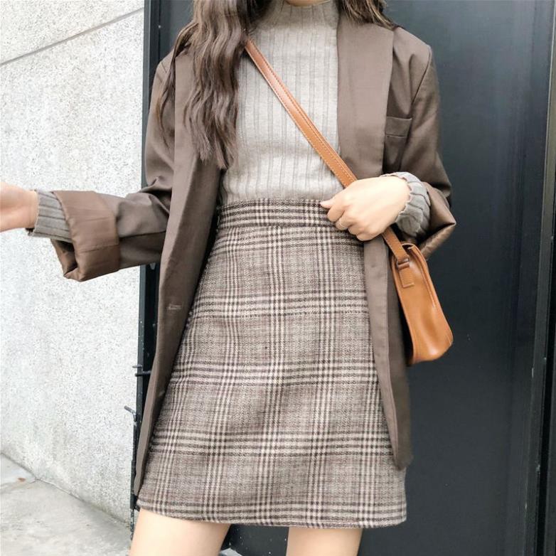 Chân Váy Ngắn Chữ A Lưng Cao Kẻ Sọc Hàn Quốc Phong Cách Retro Ulzzang Chân Váy Chữ A Thời Trang 2 Lớp | BigBuy360 - bigbuy360.vn