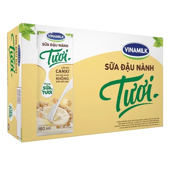 SỮA ĐẬU NÀNH TƯƠI VINAMILK - LỐC 4 HỘP X 180ML