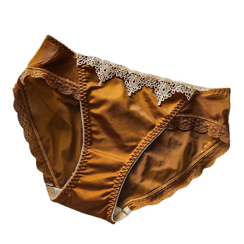 【 Xl L M --Ice+Lace 】Quần Lót Lụa Lạnh Không Viền Sang Trọng Dành Cho Nữ HI013#-697 Quần Lót Không Đường May Thoáng Khí Hipster Lụa Mát Không Để Lại Dấu Vết