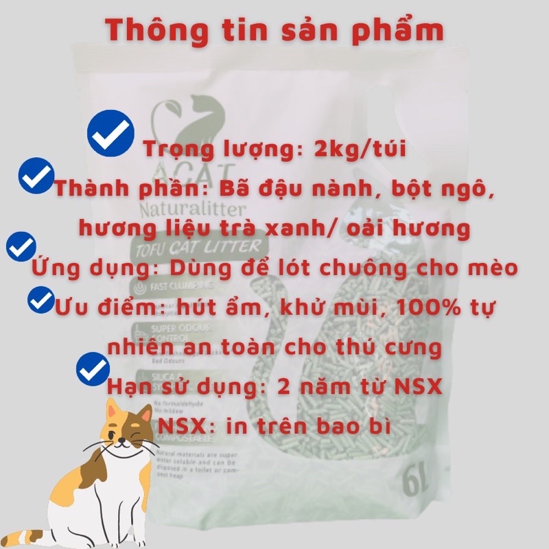 Cát vệ sinh đậu nành cho mèo túi 6l