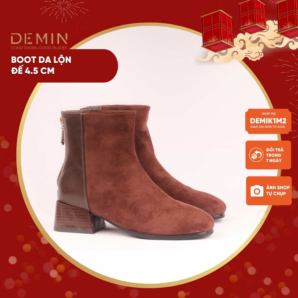 Giày Bốt Da Lộn Cao Cấp DEMIN Boot nữ cổ thấp phong cách Hàn Quốc trẻ trung, năng động - KBS055