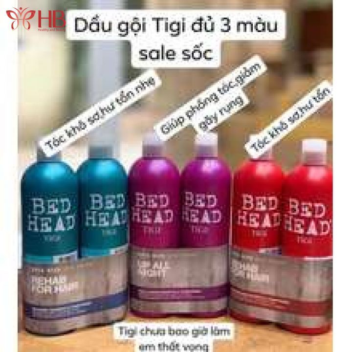 [2 Chai]Cặp Dầu Gội Xả Phục Hồi Tóc Hư Tổn Tigi Bed Head Reha Twin - Màu Đỏ, Xanh Dương, Tím