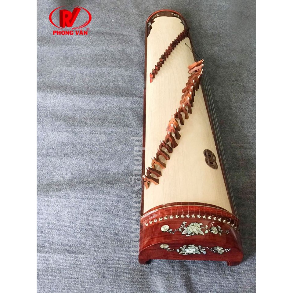 Đàn tranh 19 dây gỗ hương đỏ có khảm trai - tặng bao và móng gãy