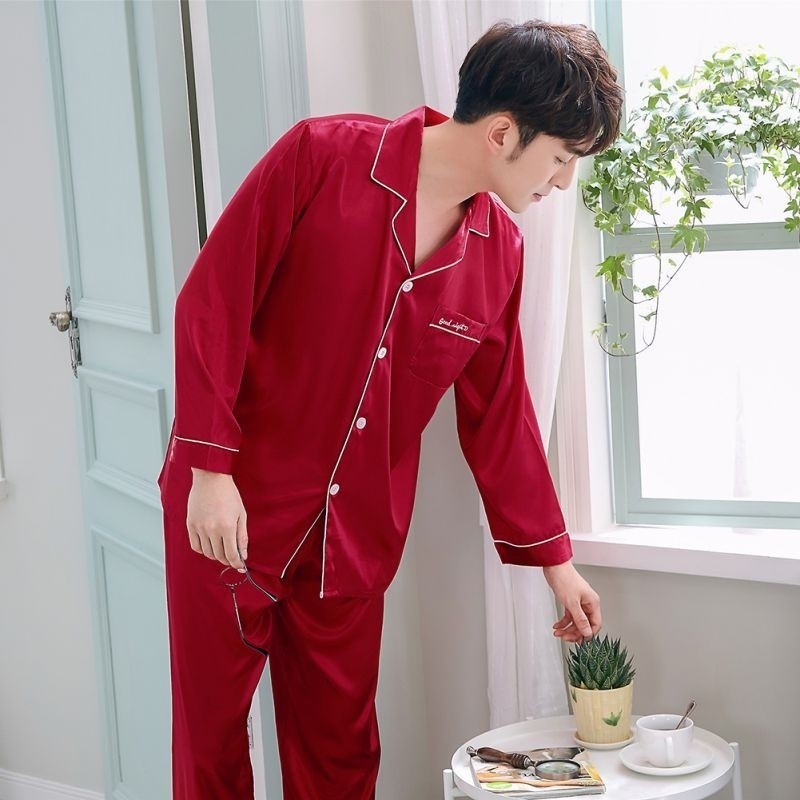 Đồ ngủ lụa bóng dài tay thời trang cho cặp đôi | BigBuy360 - bigbuy360.vn