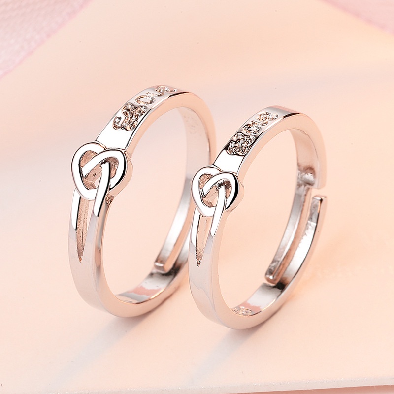 1 Cặp Nhẫn Hở Đồng Đính Đá Zircon Hình Vương Miện Dễ Điều Chỉnh Cho Cặp Đôi