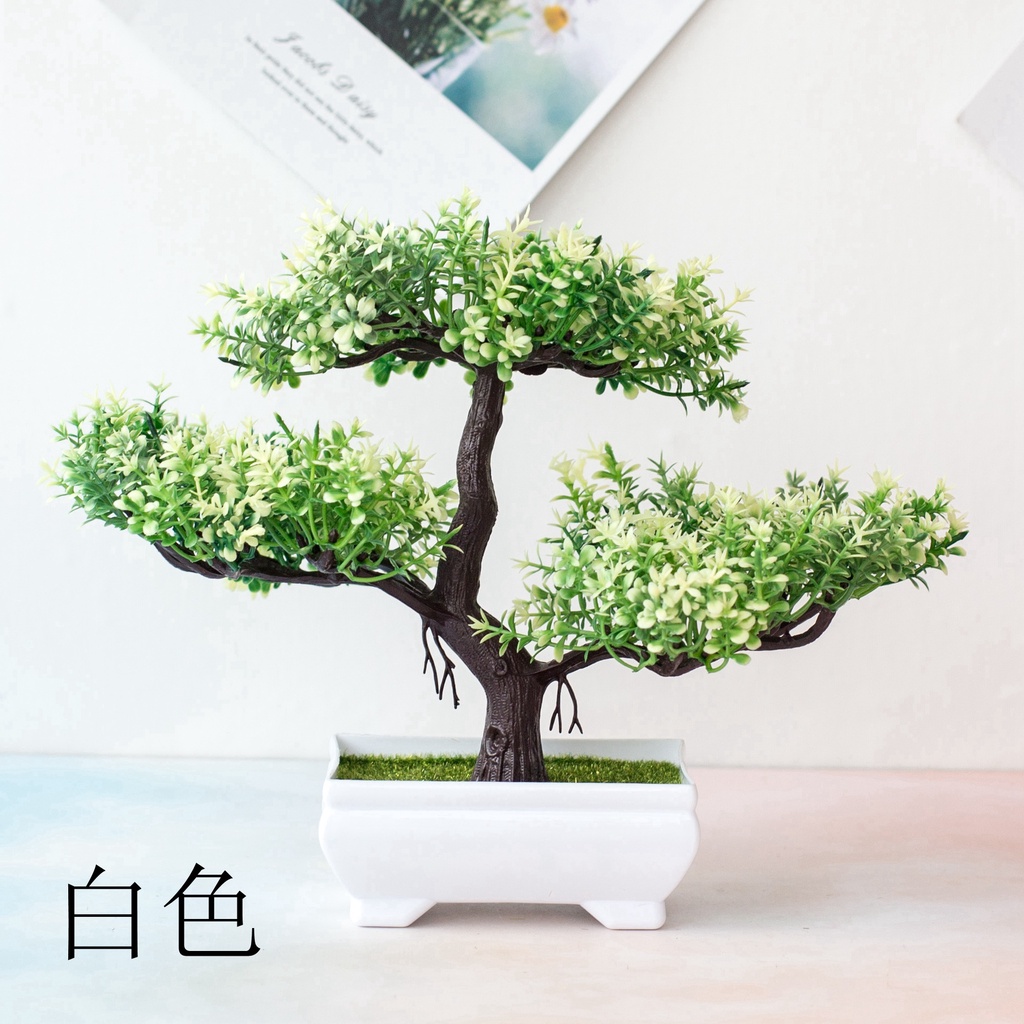 CÂY GIẢ BONSAI HOA RỰC RỠ kèm chậu - Chậu cây Phú Quý Cát Tường trang trí, để bàn - Hoa giả may mắn tài lộc