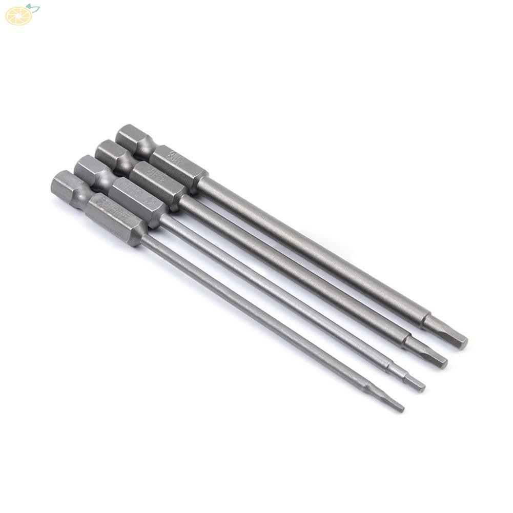 Screwdriver Bits 1/4 Hex Shank 4pcs Magnetic Head Screw Driver 1.5/2.0/2.5/3.0mm Kit Tool S2 alloy steel Silver