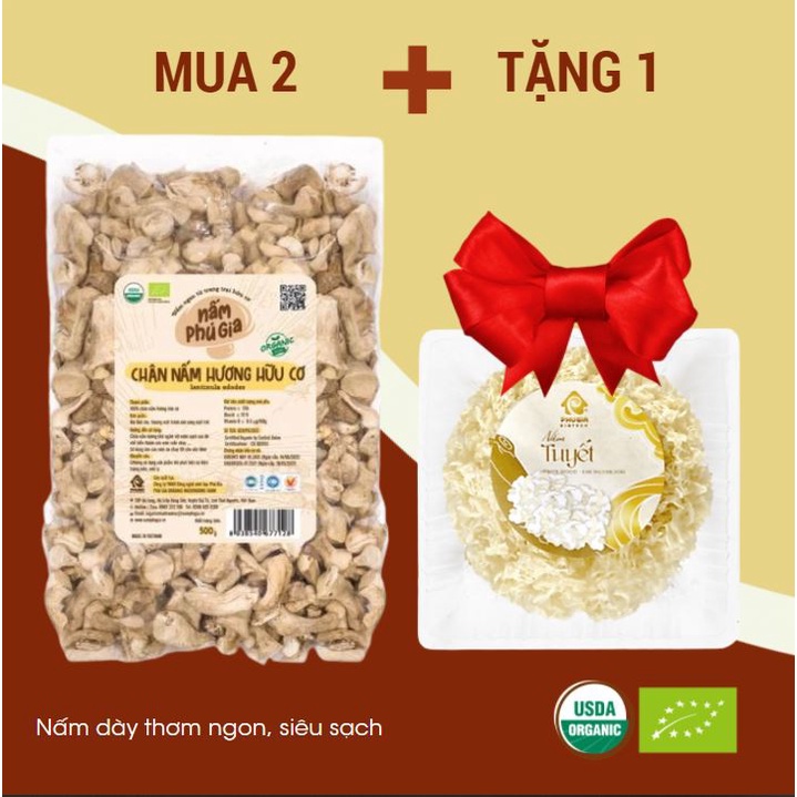 Chân Nấm Hương Khô, Chân Nấm Đông Cô Hữu Cơ Organic Thơm Ngon Loại 1 túi 500g Thơm Ngon Xào Làm Ruốc