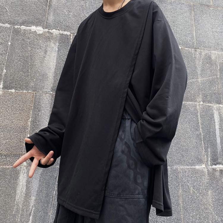 Long-sleeved T-shirt loose Korean style split design | BigBuy360 - bigbuy360.vn