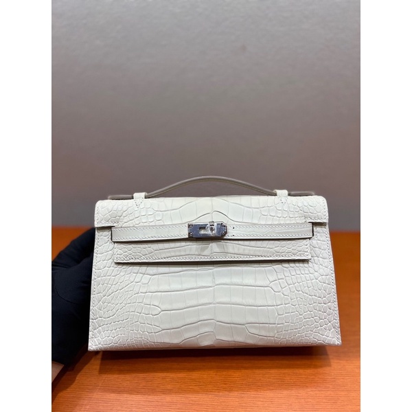 Túi xách da thật thương hiệu Hermes HM Kelly Pochette size 22cm cao cấp