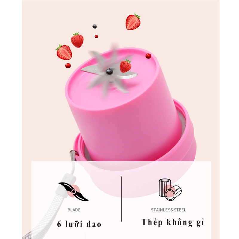Máy xay sinh tố cầm tay mini đa năng máy say sinh tố juice 6 Lưỡi usb 300ml