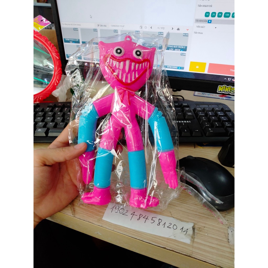 Huggy Wuggy Poppy Playtime phát sáng size 20cm lò xo co dãn, móc khóa Huggy Wuggy chapter 3 siêu cute có đèn nháy