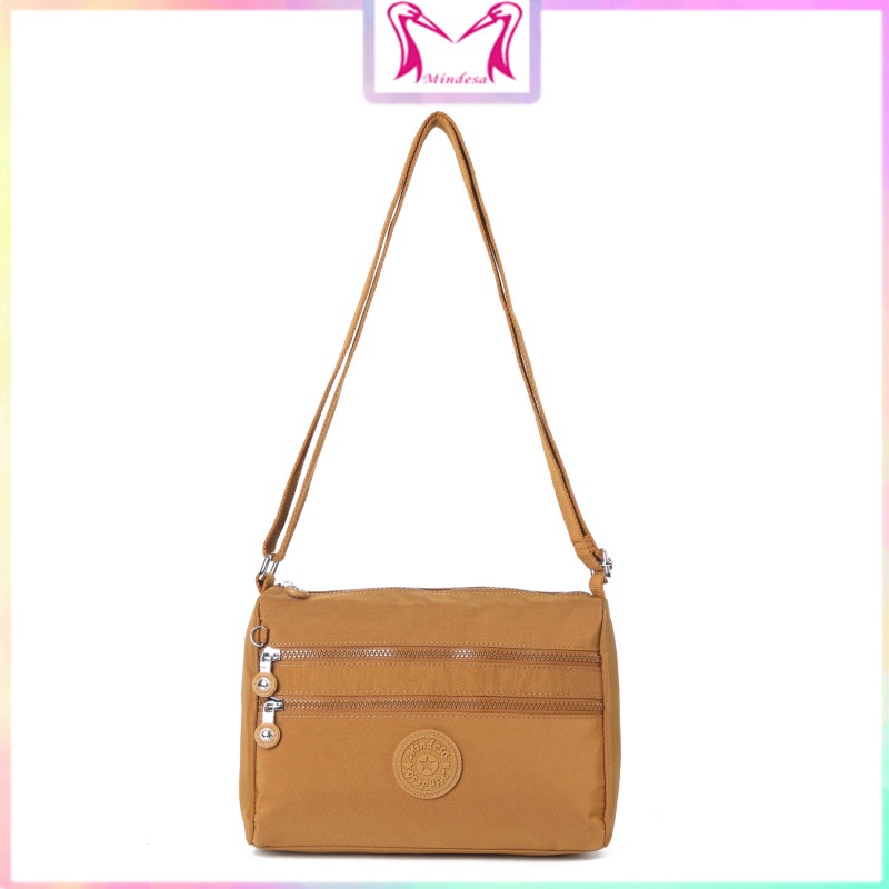 Túi Đeo Chéo Bằng Vải Canvas Nylon Chống Nước Sức Chứa Lớn Có Khóa Kéo