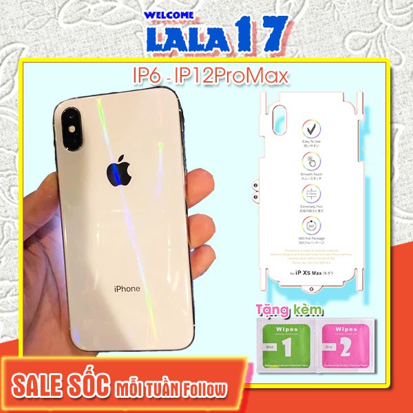 Miếng dán lưng PPF full viền điện thoại 6/6plus/6s/6splus/7/7plus/8/8plus/x/xr/xs/11/12/13/pro/max/plus/promax 7 màu