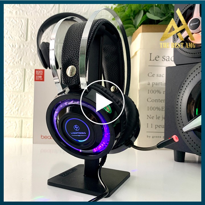 Tai Nghe Gaming Có Dây Headphone Chụp Tai LIGHTNING V6S LED 7 Màu - Tai Nghe Nhạc Máy Vi Tính Laptop Game Thủ Có Micro