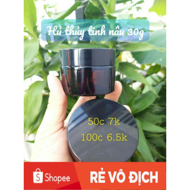 Hủ Đựng Kem ❤ TOP GIÁ RẺ ❤ Hũ đựng kem thủy tinh Nâu 20g/30g/50g / Hũ chiết kem , phụ kiện du lịch