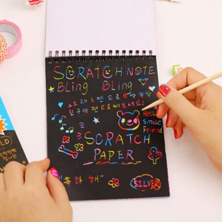 Sổ Than Ma Thuật Cầu Vồng A6 - Sổ Scratch Note 10 tờ (1218STM)