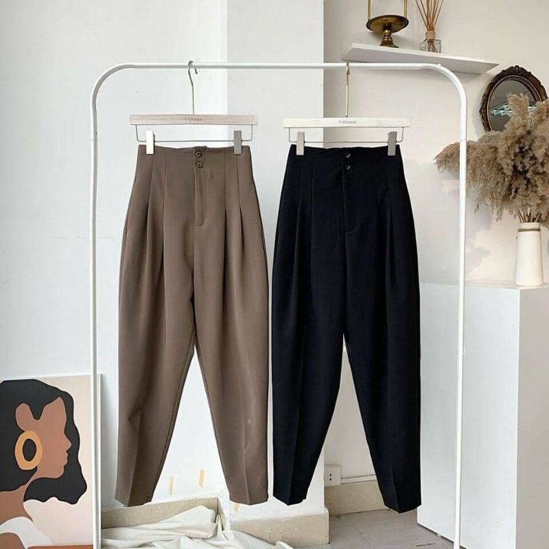 QUẦN TÂY HỌC SINH NỮ 2 CÚC QUẦN BAGGY HỌC SINH LƯNG CAO CÓ BIG SIZE 82KG