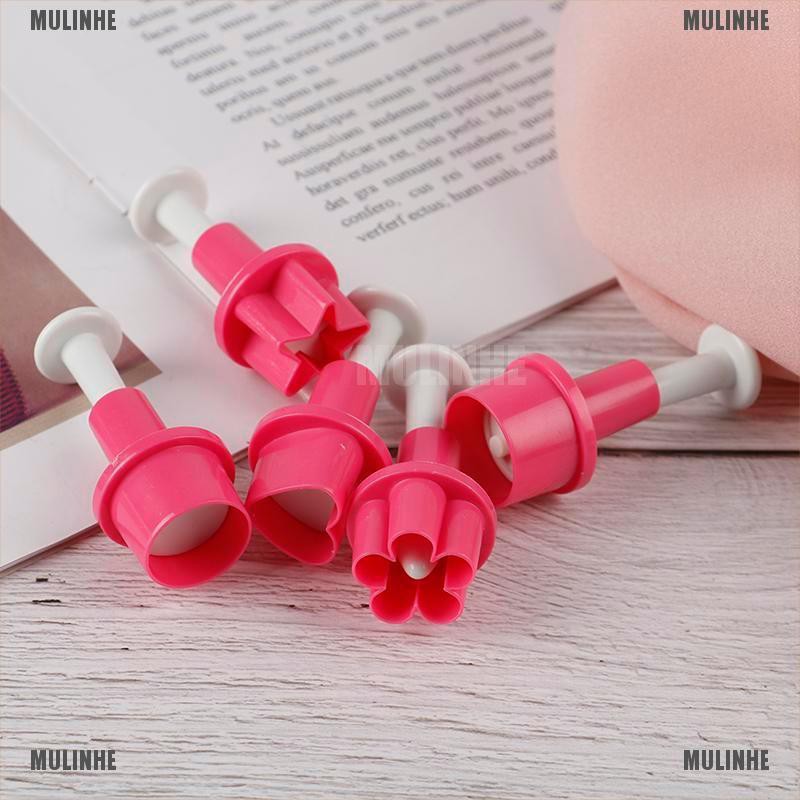 Bộ 5 Khuôn Nhựa Cắt Bánh Quy Hình Ngôi Sao / Trái Tim / Nút Áo / Cúc Áo