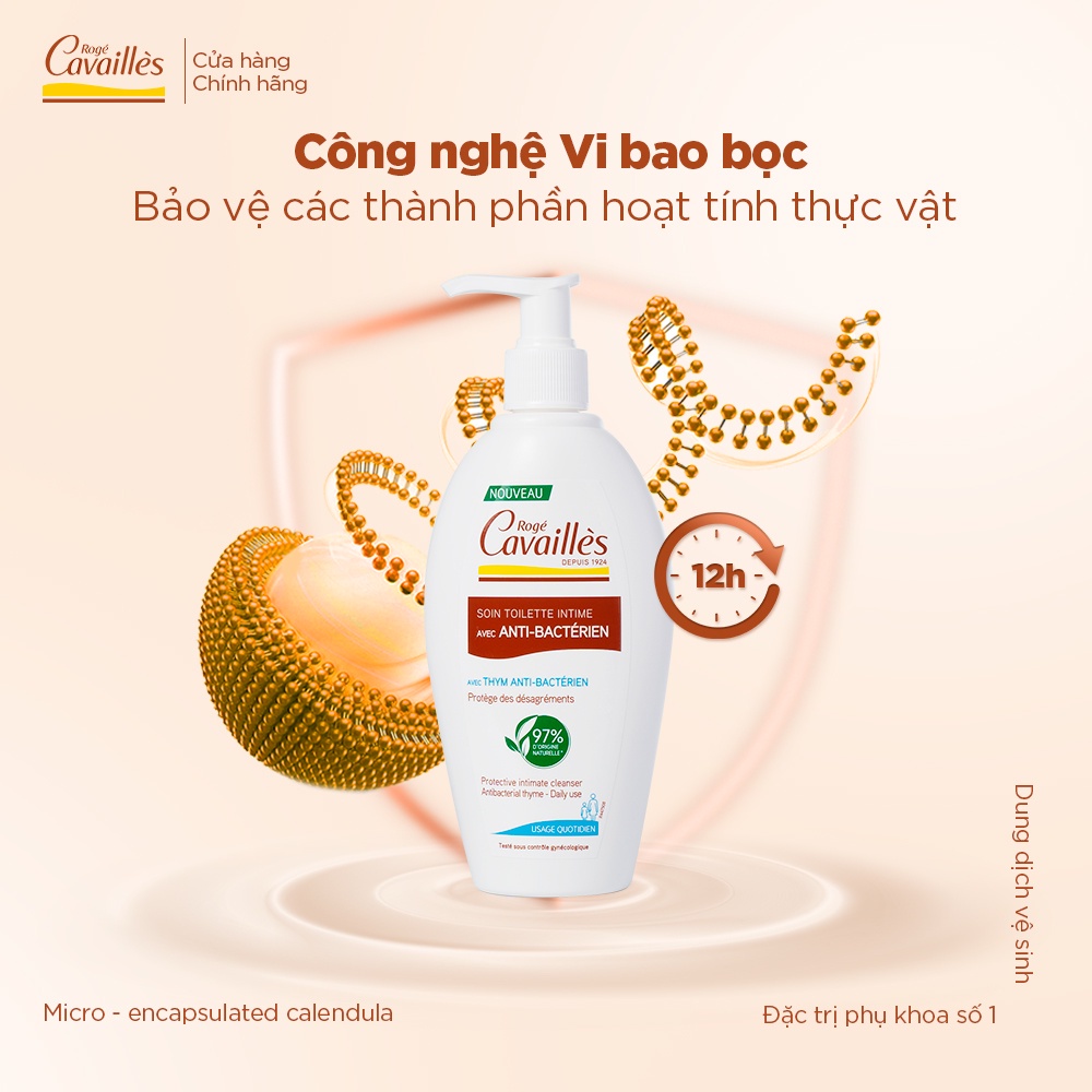 Dung dịch vệ sinh phụ nữ Roge Cavailles - Ngăn Mùi Và Vi Khuẩn - Số 1 tại Pháp - 250ml