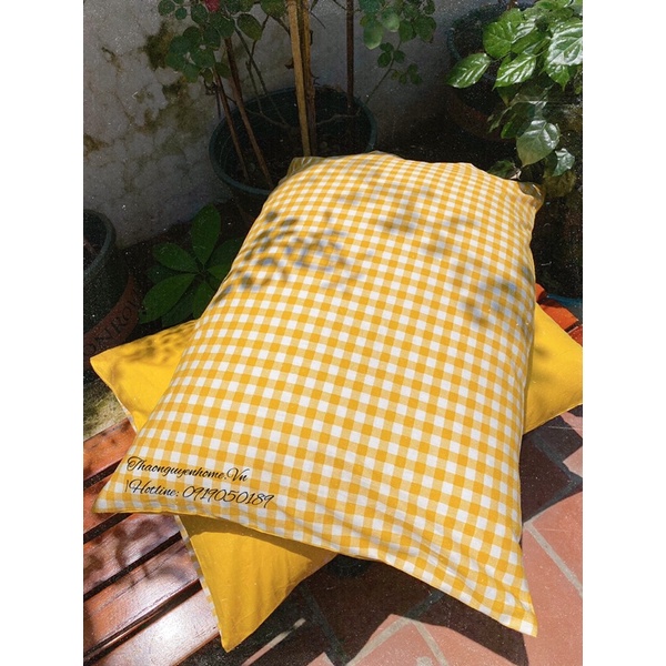Vỏ gối cotton, gối bông gạo tự nhiên cỡ 50x68cm