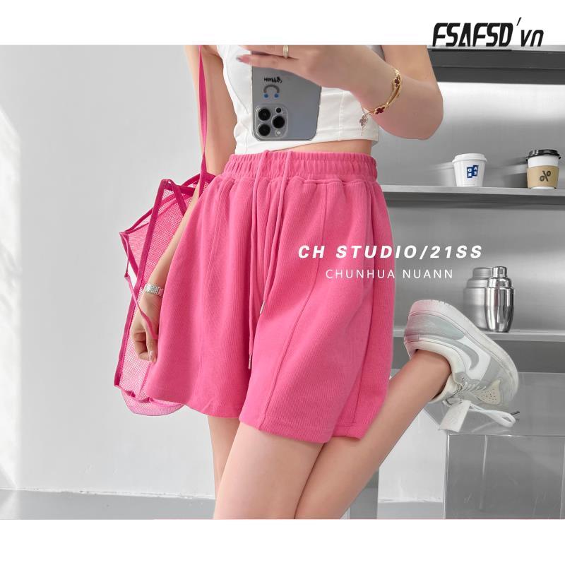 Quần Short Thể Thao Ống Rộng Lưng Thun Co Giãn Phong Cách Đường Phố Thời Trang Xuân Hè Cho Nữ