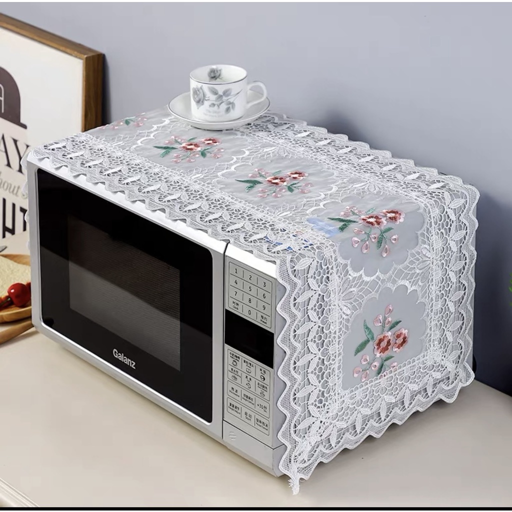 Tấm phủ lò vi sóng chống bụi họa tiết thêu ren cao cấp