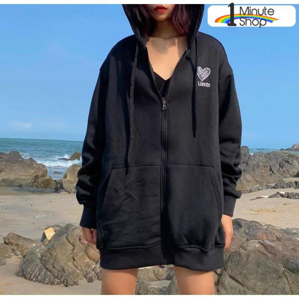 Áo khoác hoodie chống nắng dành cho nam nữ Thuê Trái Tim, Nỉ ngoại form rộng Có Dây Kéo unisex ulzzang