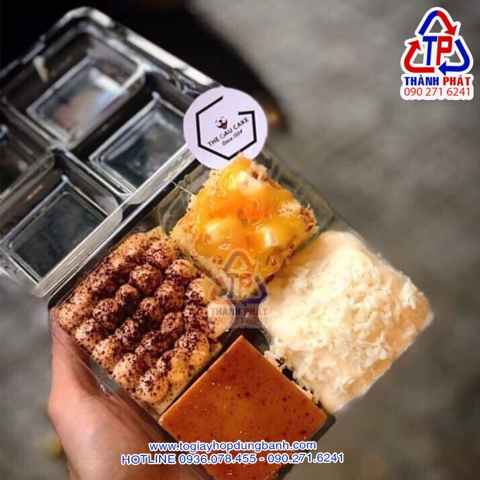 100 Hộp 4 ngăn đựng bánh H161 đựng bánh trung thu, su singapore , tart trứng