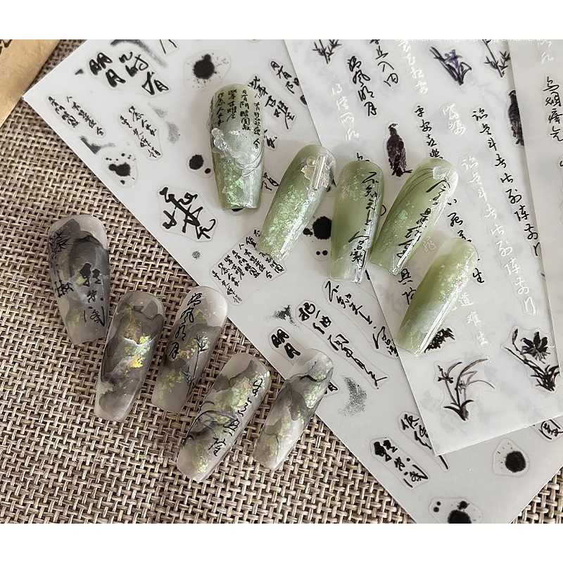 Sticker chữ hán trang trí nail