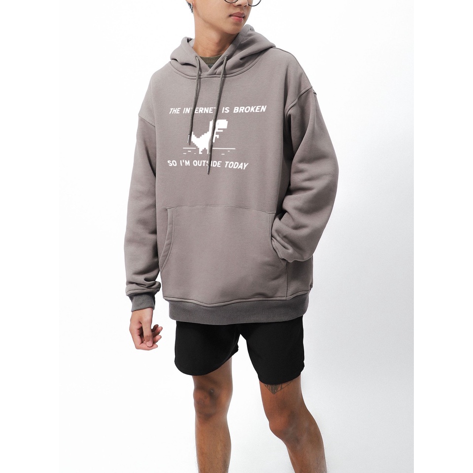 (bigsize) áo khoác hoodie nam bigisze in hình khủng long [bigsize &lt; 130kg]
