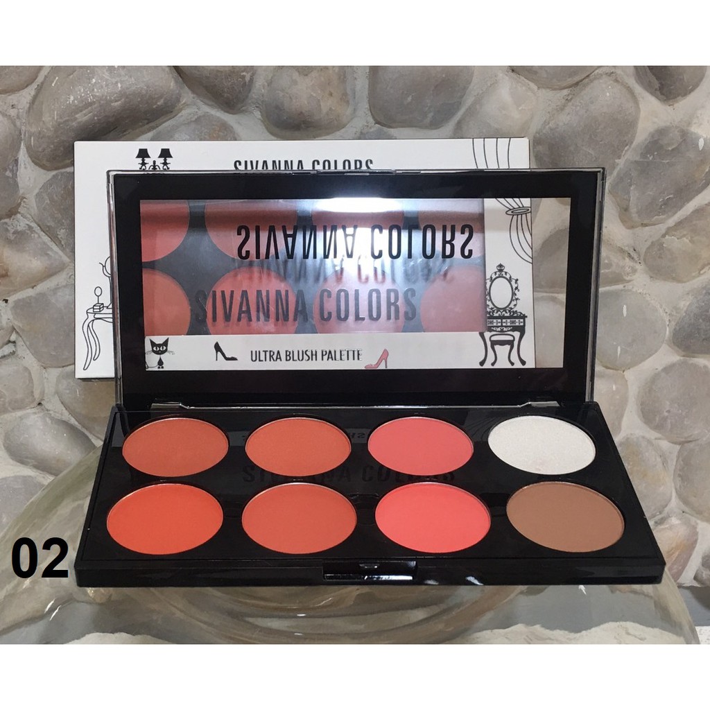 Bảng Phấn Má Hồng Và Tạo Khối, Highlight 8 Ô Sivanna Colors Ultra Blush Palette HF319 16g