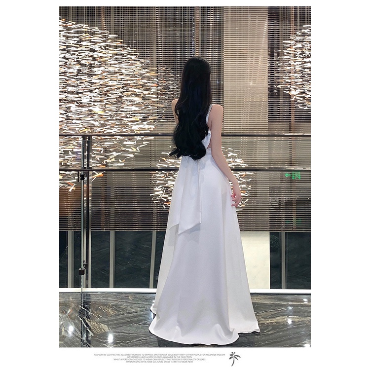 Đầm Dự Tiệc Màu Trắng Dáng Dài Sang Trọng Thanh Lịch Dành Cho Nữ