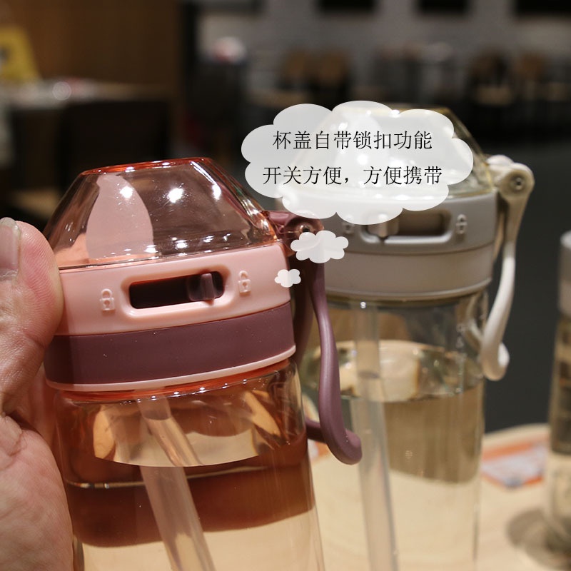 Bình Nước 650Ml Bằng Nhựa Cách Nhiệt Có Ống Hút Tiện Dụng Cho Bé