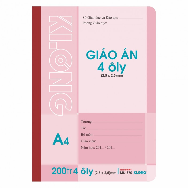 Sổ giáo án may 4 ô ly - 200 trang; Klong 370