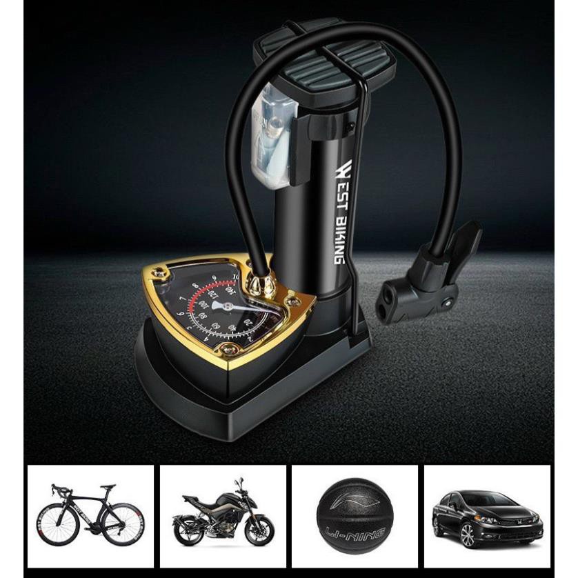 Bơm hơi - Bơm Hơi Ôtô Xe máy Xe đạp Bánh Xe Đạp Chân , Có Đồng Hồ Đo áp xuất Mini