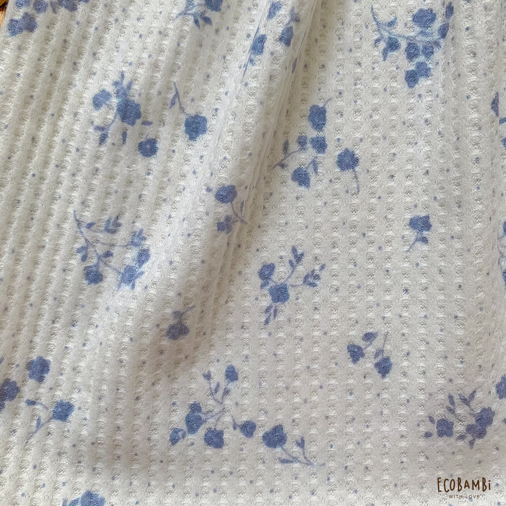 Đầm cotton thun waffle Hàn bé gái ECOBAMBI - Mẫu hai dây, hoa nhí