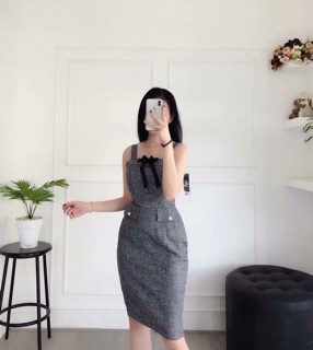 Đầm body bố hai dây