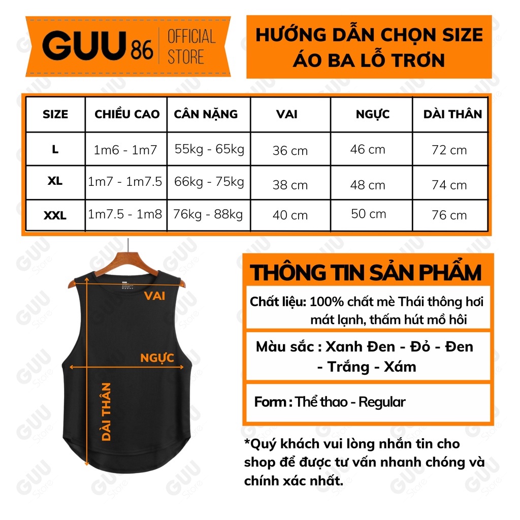 Áo ba lỗ nam thiết kế sát nách để chơi thể thao tập gym Form Chuẩn - GUU SHOP