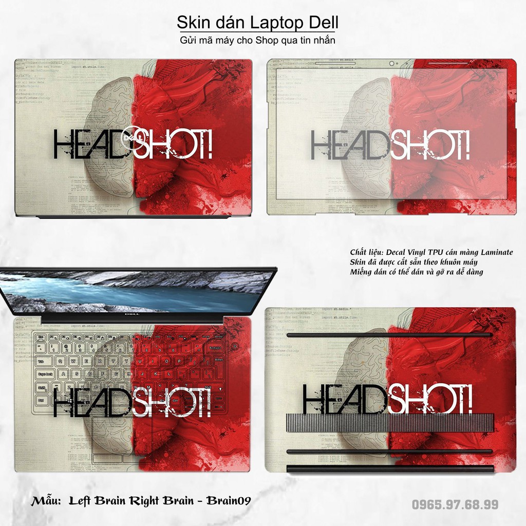 Skin dán Laptop Dell in hình Left Brain Right Brain (inbox mã máy cho Shop)