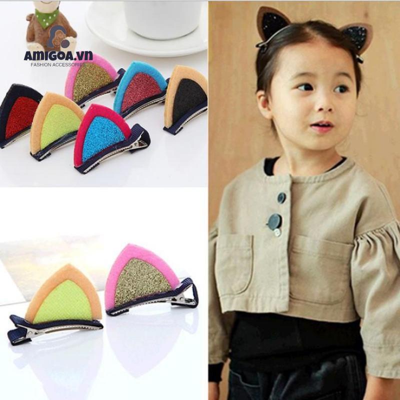 Kẹp Tóc Tai Mèo Ba Chiều Đính sequin Dễ Thương Cho Bé