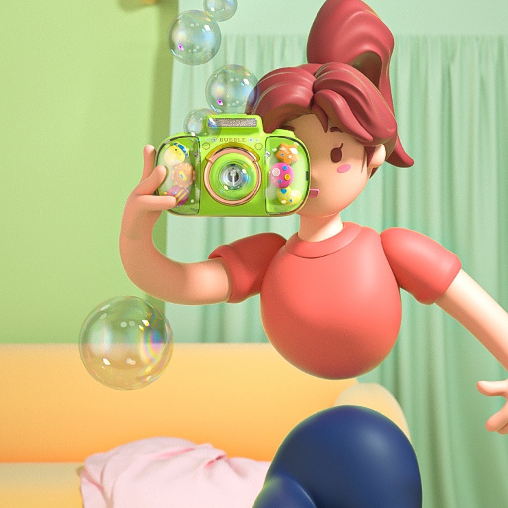 Máy bắn bong bóng chụp hình phụ kiện quay siêu xinh, đồ chơi cho bé nhựa abs