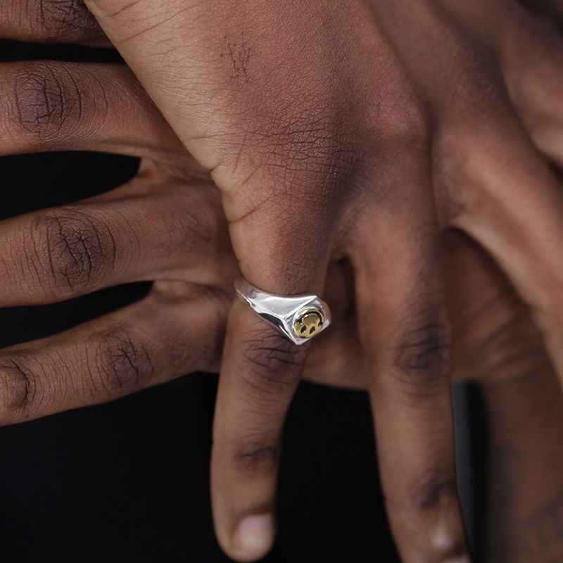 Nhẫn Hình Mặt Cười Phong Cách Retro Thời Trang Cho Nam Và Nữ