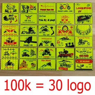 combo 30 logo phượt phản quang tem xe phản quang