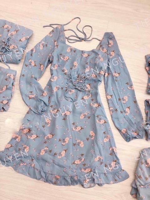 Đầm Hoa Đan Dây Eo Xt